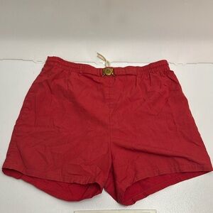 Vintage early 1980s Jantzen Red Swim Trunks Made in USA, Size 34, 13” Short